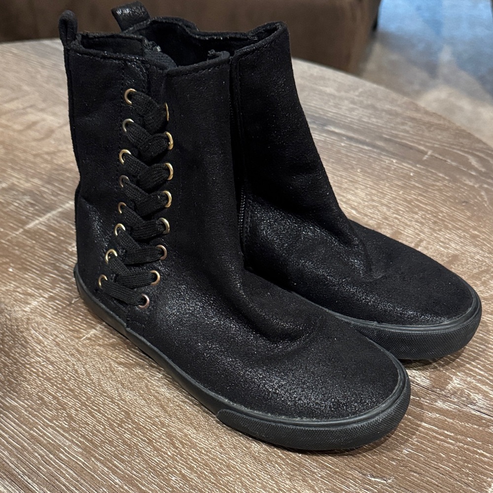 Amiana Black Kids Lace-Up Boots